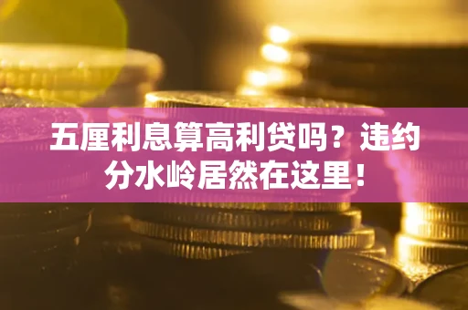 武汉五厘利息算高利贷吗？违约分水岭居然在这里！